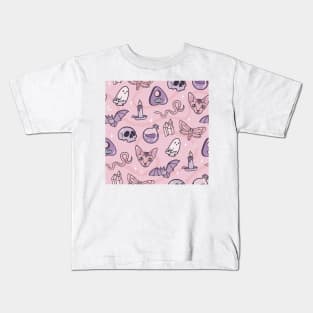 Spooky Pink Pastel Pattern Kids T-Shirt